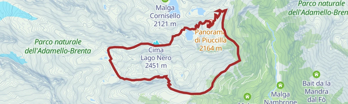 Route map: Valina d'Amola - Rifugio Segantini - Cornisello